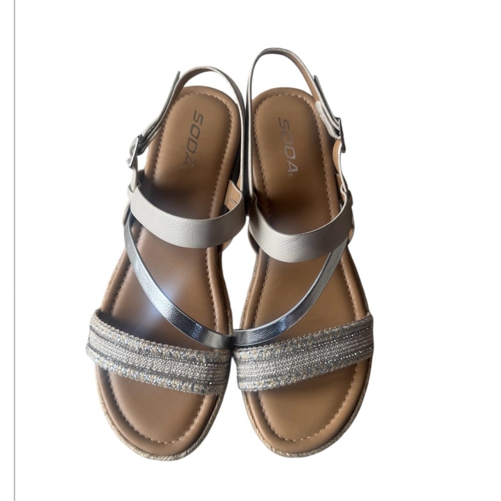 Soda Metallic Silver Sandals